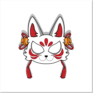 Japanese kitsune mask Posters and Art